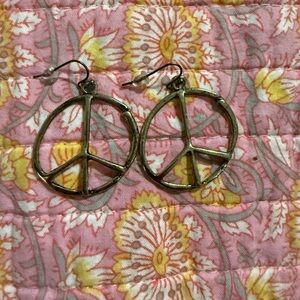 Gold Peace Sign Earrings